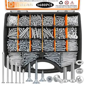 1680 count Nails and Screws Assortment Kit & Screw  and Nuts, M3/M4/M5/M6 Machine Screws, Small Nails for Picture , #6#8 Drywall Screw Set for DIY Repair Project Length 1/2" to 2"