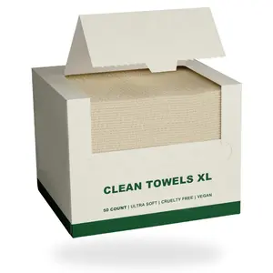 Bamboo Viscose Face Towels XL – Plant-Based, Ultra Soft & Disposable Dry Wipes for Makeup Removal & Skincare, 50 Count