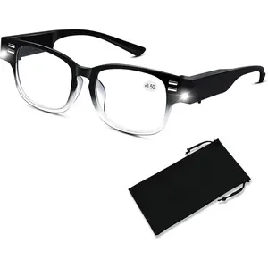 Magnifying Glasses with Light Reading Glasses Bright LED Readers with Lights Built in Glasses with Lights and Magnifier for Men Women Eyeglasses Lighted Magnifier Nighttime LED Reading Glasses+350