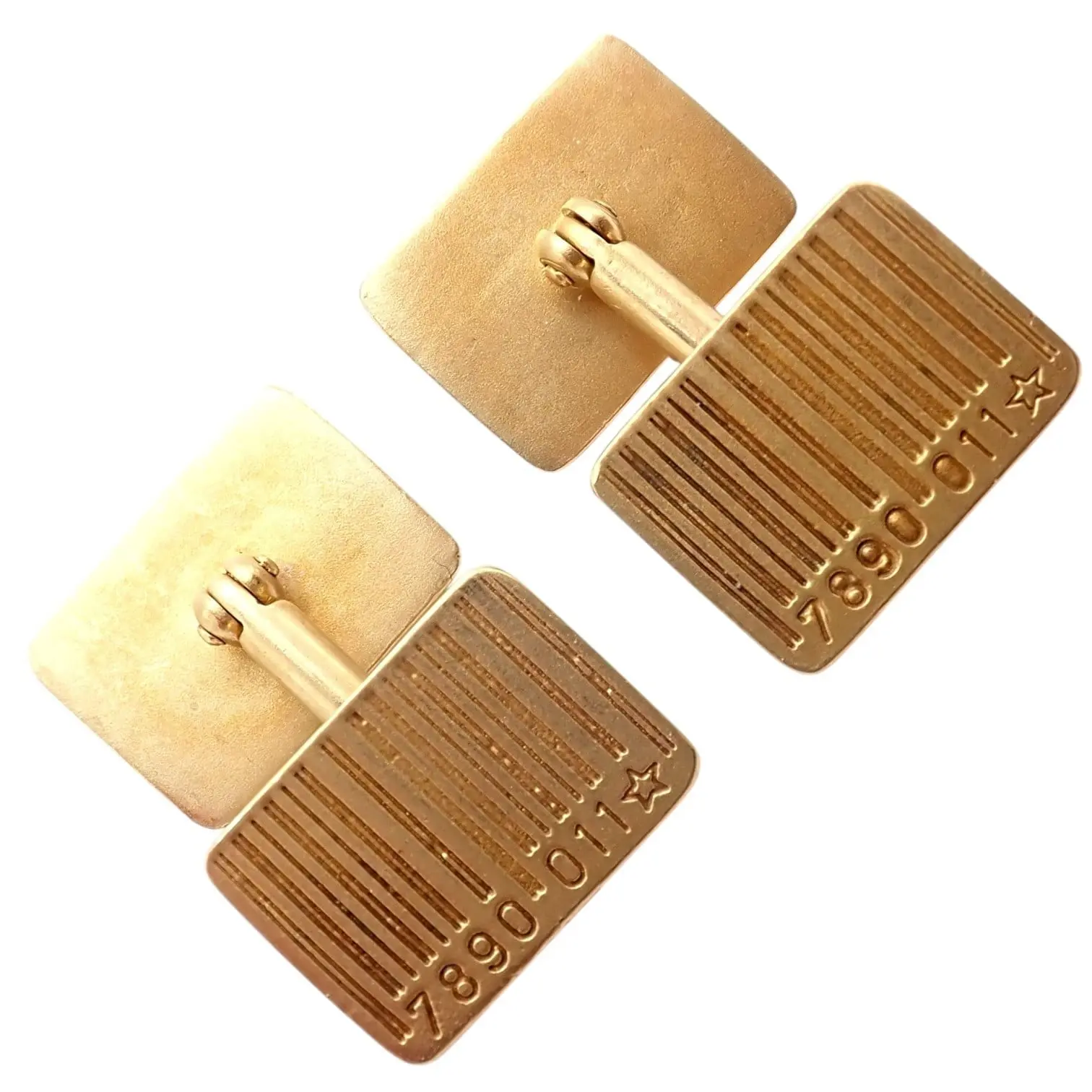 Rare! H. Stern 18k Yellow Gold UPC Bar Code Cufflinks