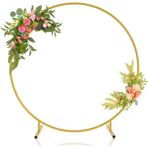 7.2ft Round Backdrop Stand, Stable Balloon Arch Stand, Wedding Arch Backdrop Stand Circle Backdrop Stand Frame for Wedding, Birthday, Baby Shower Decoration (Gold)