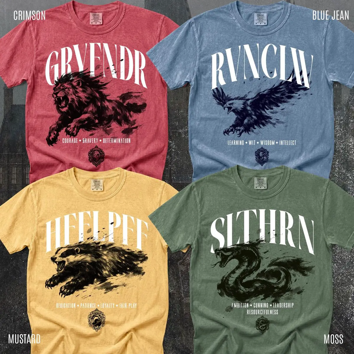 Comfort Colors Wizard House Shirt, Fantasy House Aesthetic Shirt, Magic School Inspired Unisex T-Shirt, Movie Vacation Shirt, Unisex Fitted Short Sleeve Tee, Classic Streetwear