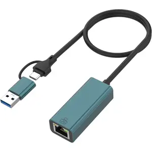 USB-A and USB-C to Ethernet Adapter,Driver Free RJ45 to USB C or USB A, Gigabit Ethernet LAN Network Adapter for Windows, OS, iOS and More