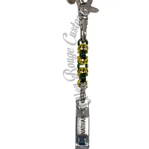 UV Engraved Personalized Byzantine Weave Metal Glove Clip Lobster Claw Snap Easy Attachment Customizable Name Initials