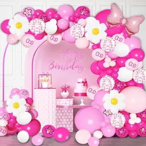 126 Piece Pink Balloon Arch Kit with Hot and Rose Shades for Cute Cartoon Theme Party Decor