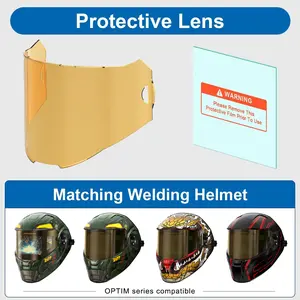 ANDELI welding helmet protective lenses, 5-piece set of large outer lenses and 2-piece set of inner lenses, scratch-resistant and wear-resistant, long service life, suitable for OPTIM series welding helmets, yellow transparent.