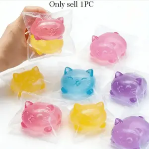 Cute Transparent Cat Stress Ball, Soft Elastic Malt Candy Squeeze Toy, Kids Teens Adults Relaxation Gift, Perfect Present Idea