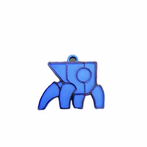 Geometry Dash Jumper Keychain - Blue Character Design - Perfect for Gamers & Collectors