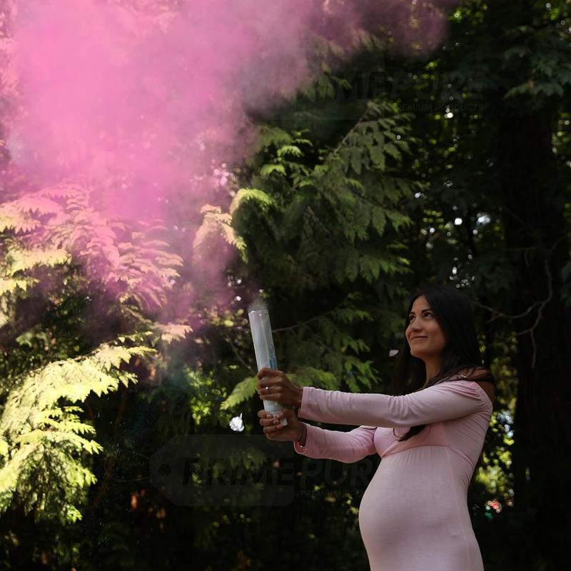 Gender Reveal Confetti Cannon - Biodegradable Powder Party Poppers - Pink 2 Pack - Baby Girl Gender Reveal Smoke Bomb Cannons Confetti Poppers