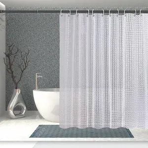 EVA Clear Shower Curtain Liner,3D Plastic 5G Shower Liners with 12 Rustproof Metal Grommets and Weighted ,  Duty Shower Curtains for Shower Bathroom 72 x 72