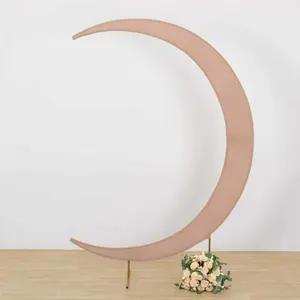 Nude Spandex Crescent Moon Chiara Backdrop Stand Cover, Custom Fitted Wedding Arch Cover - 7.5ft