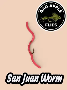 Bad Apple Flies San Juan Worm Hot Pink High-Vis Nymph for Trout Panfish & Steelhead Fishing Lure High Visibility in Water