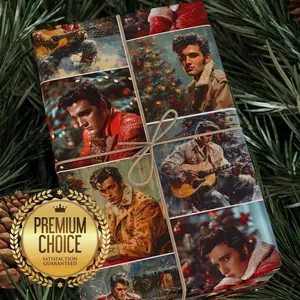 Elvis Presley Christmas Wrapping Paper | Vintage Rock 'n' Roll Gift Wrap | Holiday Gift Wrap for Music Lovers