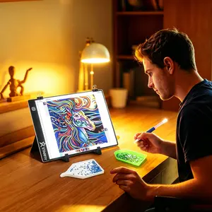 A4 (33.5×23.5cm) LED tracing board with scale, ultra-thin diamond painting kit LED light panel, brightness-adjustable art LED tracing lamp pad with clip, LED drawing lightbox suitable for tattoo drawing, streaming, sketching, animation, template drawing