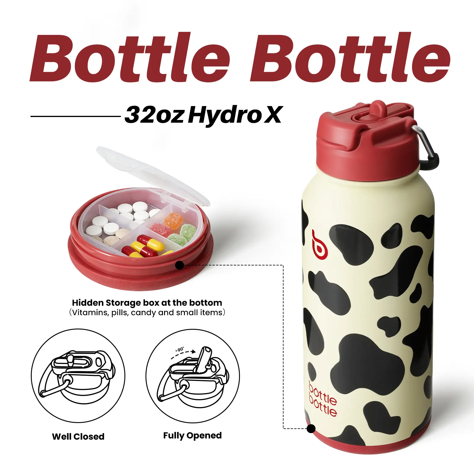 BOTTLE BOTTLE 32oz Insulated Water Bottle with Hidden Storage – Leakproof, Sip & Chug Lid, 24H Hot & Cold BOTTLE BOTTLE 32oz Insulated Water Bottle with Hidden Storage – Leakproof, Sip & Chug Lid, 24H Hot & Cold