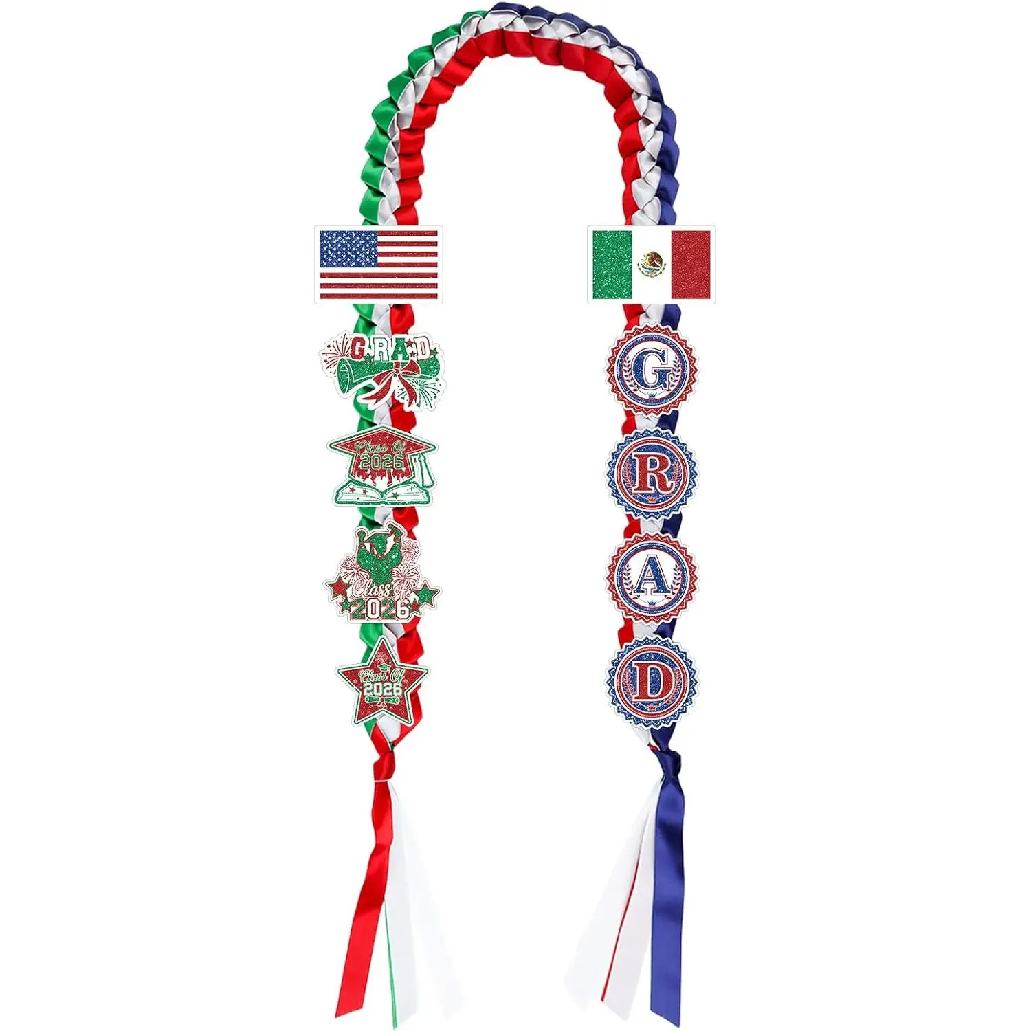 Graduation Leis Class of 2026, Double Braided Strands Graduation Sash Wreath with Pins Gift for Men Women