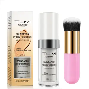 Long Lasting Liquid Foundation & Makeup Brush Set, 2 Counts/set Long Lasting Lightweight Foundation, Hydrating Flawless Coverage, Moisturizing Full Coverage Flawless Makeup Cream, Concealer