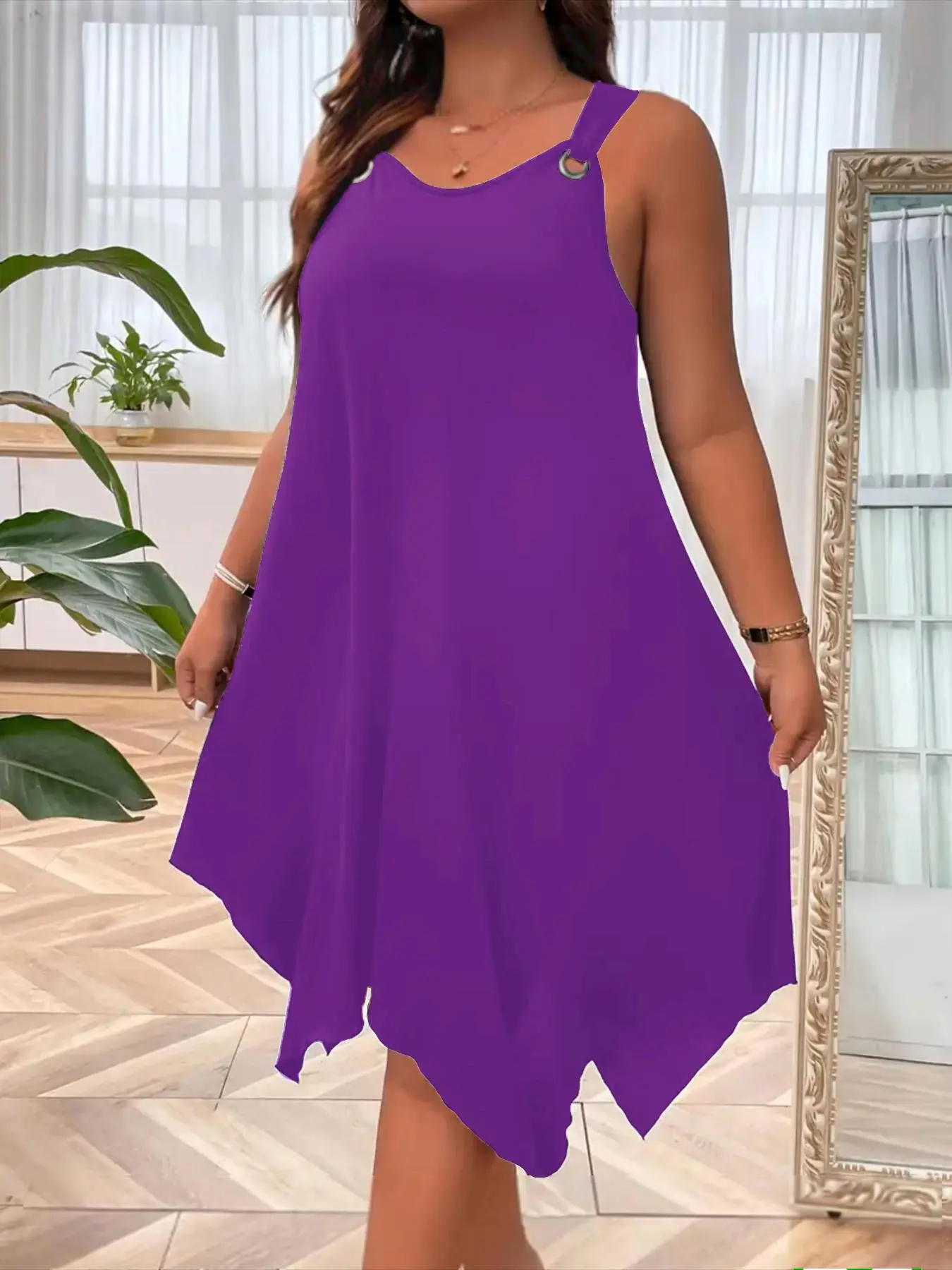 Plus Size] Solid Color Tank Dress, Casual Sleeveless Dress for Daily Wear,  Women's Plus Clothing for Summer, Bodycon Tank Dress - TikTok Shop