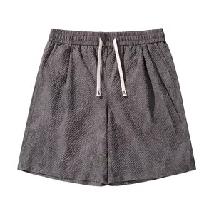 Men’s casual shorts with a waffle texture, elastic waistband with drawstring design, summer shorts with pockets, lightweight and breathable, 5-inch inseam, suitable for men’s beach, fitness, and everyday wear.