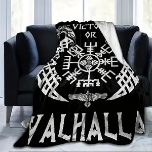 1pc of Soft Black Viking Plush Blanket, Cozy Throw for The Living Room, Bedroom, Sofa, Picnic, Travel, Camping, And Sleeping in The Car, Also Suitable As a Car Interior Blanket
