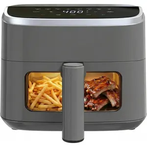 4-Quart Air Fryer with Window, 1500W Digital Air Fryer with 8 presets, 60-min timer, max 400°F, auto shut off, nonstick, dishwasher safe basket, shake reminder for small kitchens