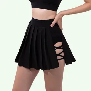 Women's Athletic Skorts - Female Fitted High-Waist, Pleated Cut, Quick-Dry Fabric, Side Pockets, Asymmetric Hem, Plus Size for Running, Yoga