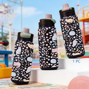 1 Pc 28oz Stainless Steel Tumbler, Insulated Travel Drinkware, Insulated Bottle, Floral Cat Print, Vacuum Insulated Travel Cup with Lid, Keep Hot 12H / Ice Drinks 24H, Large Capacity for Car, Office & Home, Gift for Women, Cat Lovers