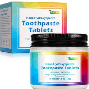 Toothpaste Tablets, Nano Hydroxyapatite Toothpaste - Chewable Tablet to antiplaque&whitening, Natural Peppermint Helps Strengthen & Protect Enamel -70p
