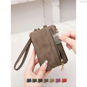 Women's Minimalist Bifold Wallet With Zipper Coin Pocket, Lightweight Wristlet Clutch Purse, Portable Card Holder Stylish Accessory For Daily Travel Use summerwins
