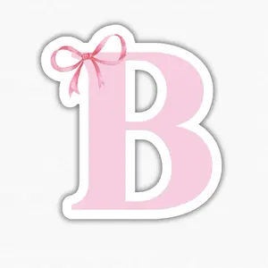 Custom Initial Coquette kindle sticker | Pink Coquette Waterproof Letter Sticker office supplies bow