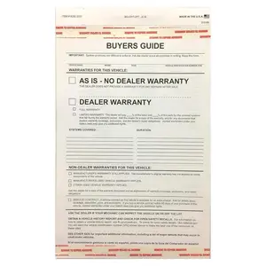 2 Part Buyers Guide Form - Adhesive Tape - English - As is - Warranty (100 per Pack) (2026 Version)