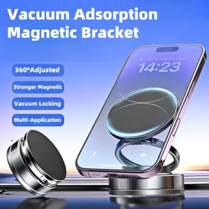 360 °   Rotatable Magnetic Vacuum Phone Holder, Magsafe-Compatible Suction Cup Mount, Portable Cell Phone Stand for Car, Makeup, Gym & Mirrors, Fits All iPhone Models 11 and Newer