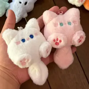 1-4pcs Cute Plush Small Cat Doll Keychain for Couple Soft Cotton Stuffed Animal Keyring Backpack Pendant Decoration Student Gift