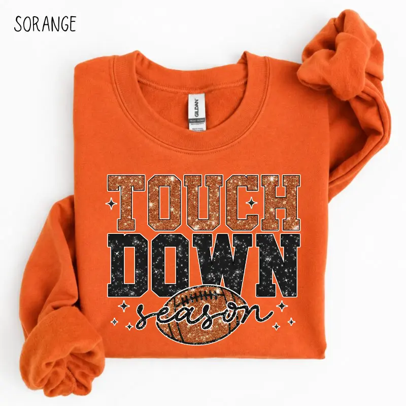 [PRINTED] Touch Down Season Sweatshirt, Game Day Shirt For Mom, Football Mom Sweater, Football Lover Gift, American Football Shirt, Sports Mom Sweatshirt Gift For Women