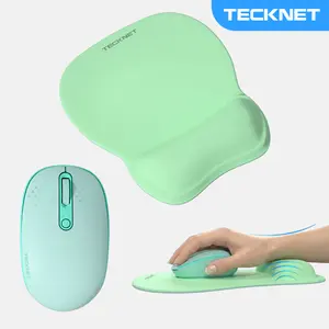 TECKNET Small  2.4G Silent Wireless Mouse + Wrist Rest Mouse Pad Combo, Waterproof Non-Slip Pad, Adjustable 800/1200/1600 DPI, Compact Size Ideal for Small Hands & Kids, Works with Chromebook, Laptop, PC, Mac Mousepad