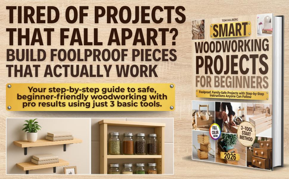 Smart Woodworking Projects for Beginners: Lots of Step-by-Step Home Projects with Foolproof Instructions to Master Skills Fast, Get Pro Results, Stay Safe, and Involve Kids Without Expensive Tools