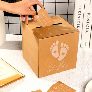 Leather Paper Diaper Lottery Card Box Donation Box, Gender Reveal Baby Party Decoration, Collectible Slot Storage Container, Versatile Use, Organiser, Lightweight