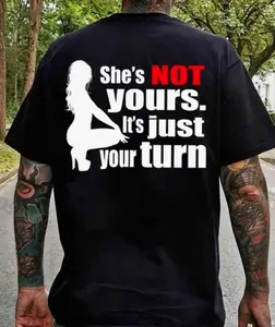 Humorous Quote Print Short Sleeve, Trendy Men's Tee for Hangout & Casual Street Style