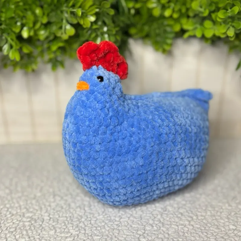 Handmade Crochet Blue Chicken