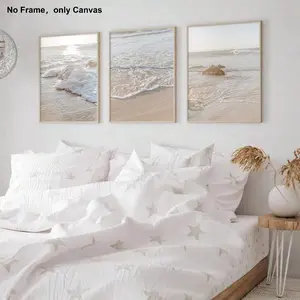 Beach Landscape Pattern Canvas Painting without Frame, 3 Counts/set Modern Wall Art Painting, Wall Art Decor for Home Living Room Bedroom, Ornaments