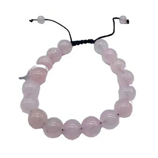 Rose Quartz Bracelet 10mm Adjustable — Heart Chakra Healing Crystal