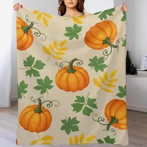 Thanksgiving Rustic Pumpkin Blanket Light Beige Blanket, Throw Blanket for Flannel Blankets Lightweight Cozy for Bed Couch Sofa 80"x60"