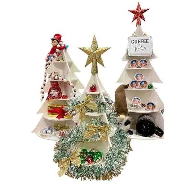 Festive Christmas Tree Shelf Display - Perfect for Village Decoration and Holiday Home Decor with Charcuterie - Display your Xmas Treasures!