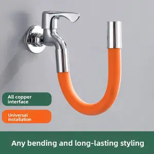 Universal Flexible Faucet Extender Tube with 360° Swivel Anti Splash Water Supply Hose Bendable Shape Holding Extension Pipe All Copper Interface Universal Installation
