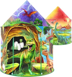 Kids Tent Toys, Jungle Dinosaur Print Pop-Up Folding Kids Party Toys Fortress House Birthday Gifts Camping Games Supplies, Boys and Girls Universal Indoor Play Tent Halloween, Christmas Gifts