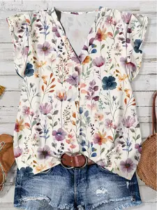 Women's Floral Pattern Casual Shirt, Loose-Fitting Design, Perfect for Summer Wear, Stylish Daily Option