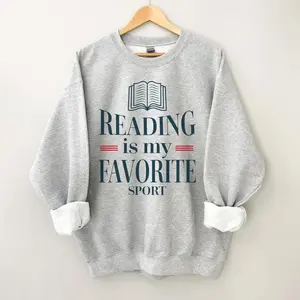 Reading Is My Favourite Sport Sweater, Book Lover Gifts, Library Crewneck, Teacher Jumper, Gift for Readers, Book Club Sweater, Gift for Her Cotton Top Unisex Tshirt