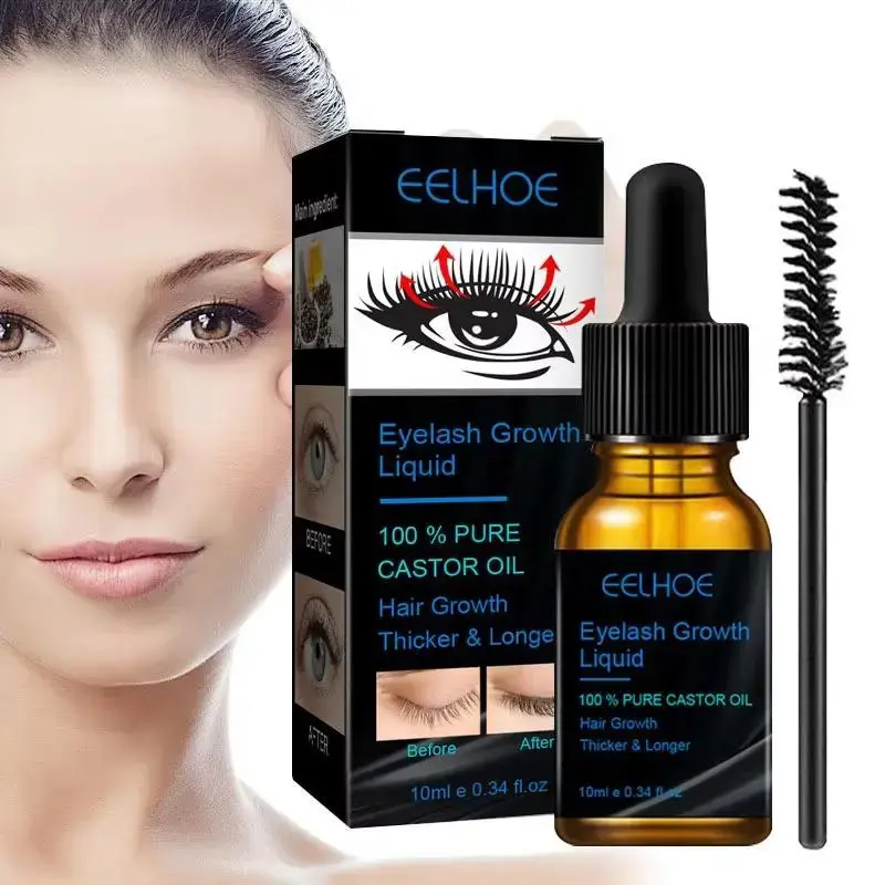 10ml Natural Castor Oil Lash & Brow Gel Conditioner, Mild Nourishing Hydrating Moisturizing Formula, Precision Brush Applicator for Daily Care, All Types, Applies Cleanly