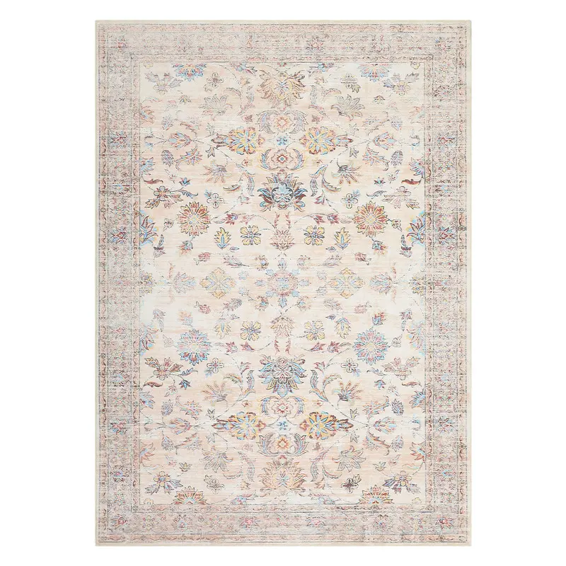 10'x13' Beige Modern Abstract Area Rug, Vintage Washable Non-Slip Rug for Living Room, Bedroom Use, Indoor Office Textile Carpet, Modern Abstract Rug