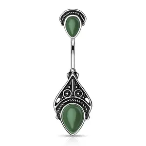Green Vintage Filigree Belly Ring